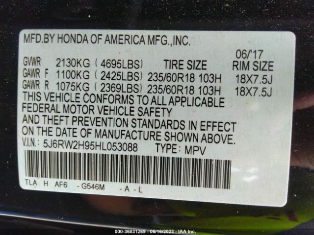 5J6RW2H95HL053088 Honda Cr-v Touring