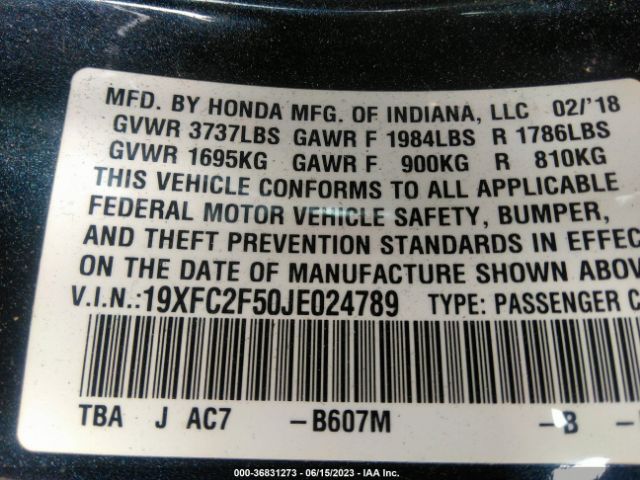 19XFC2F50JE024789 Honda Civic Sedan Lx