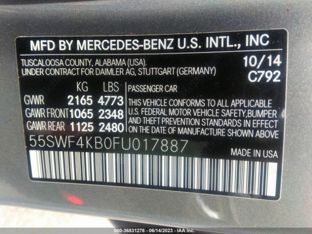 55SWF4KB0FU017887 Mercedes-Benz C-class C 300