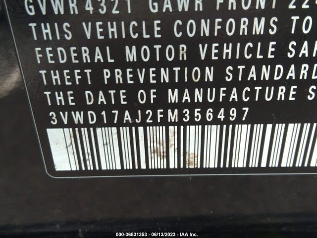 3VWD17AJ2FM356497 Volkswagen Jetta Sedan 1.8t Se