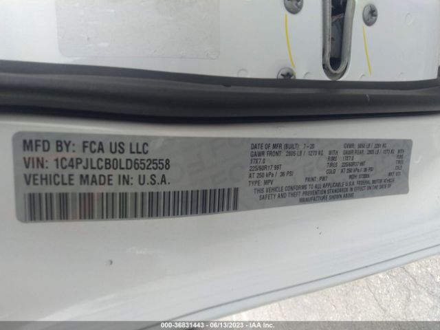 1C4PJLCB0LD652558 Jeep Cherokee Latitude