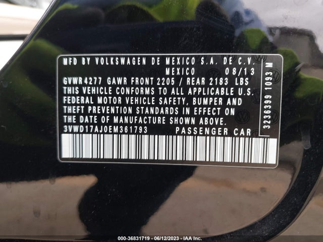 2014 VOLKSWAGEN JETTA 1.8T SE VIN: 3VWD17AJ0EM361793