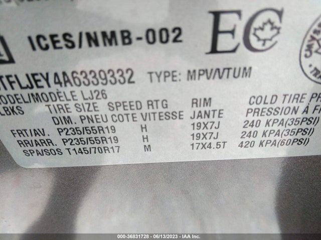 2010 GMC TERRAIN SLT-2 VIN: 2CTFLJEY4A6339332