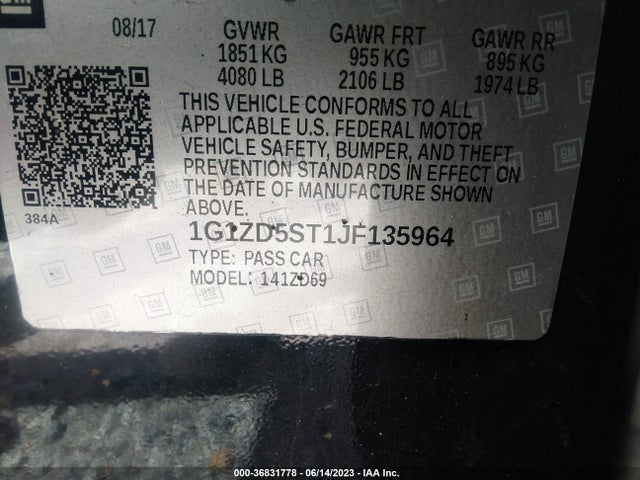Chevrolet MALIBU LT 2018 1G1ZD5ST1JF135964 Image 9