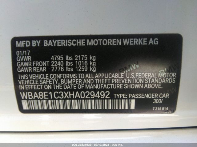 WBA8E1C3XHA029492 BMW 3 Series 330e Iperformance