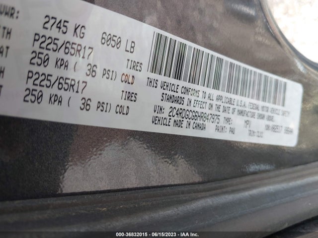 Dodge Grand Caravan Sxt 2017 2C4RDGCG6HR847975 Image 9