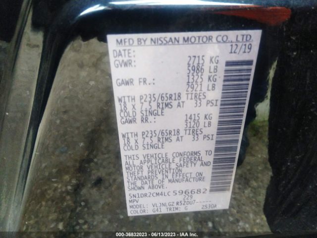 5N1DR2CM4LC596682 Nissan Pathfinder Sl