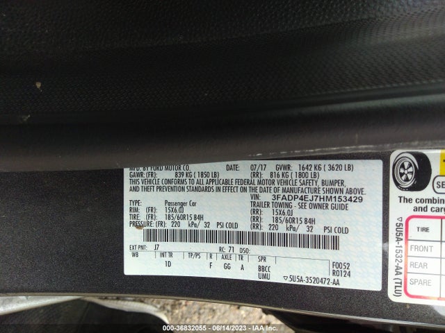 Ford FIESTA SE 2017 3FADP4EJ7HM153429 Image 15