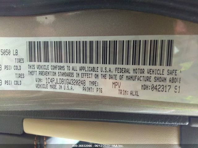 1C4PJLDB1GW320248 Jeep Cherokee Limited