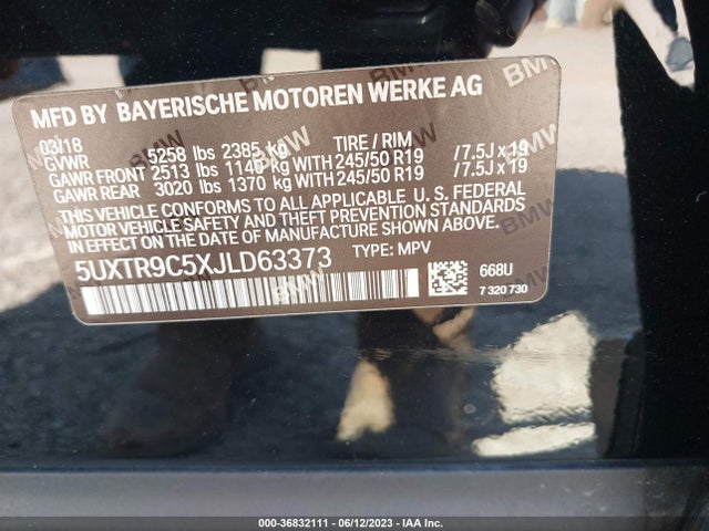 BMW X3 Xdrive30i 2018 5UXTR9C5XJLD63373 Image 9