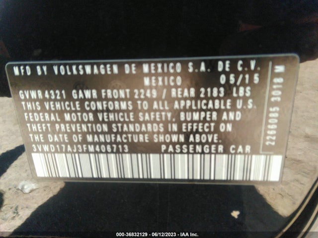 3VWD17AJ3FM406713 Volkswagen Jetta Sedan 1.8t Se W/connectivity