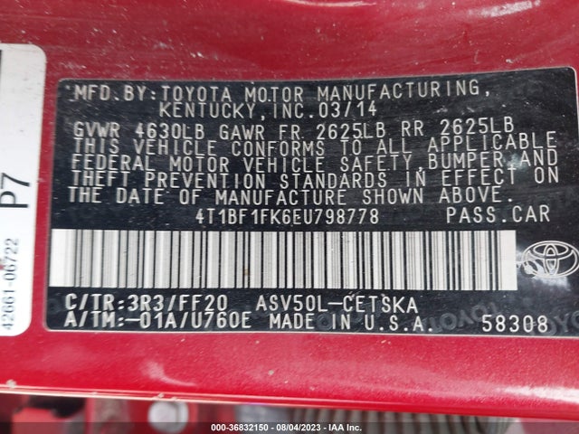 Toyota CAMRY SE 2014 4T1BF1FK6EU798778 Image 9