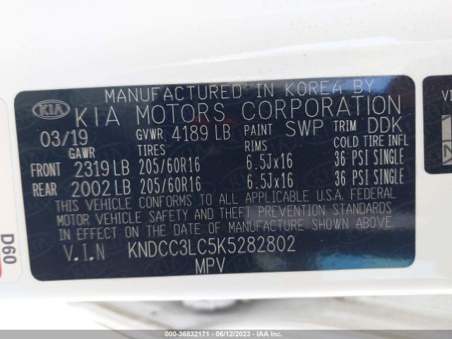KNDCC3LC5K5282802 KIA NIRO EX