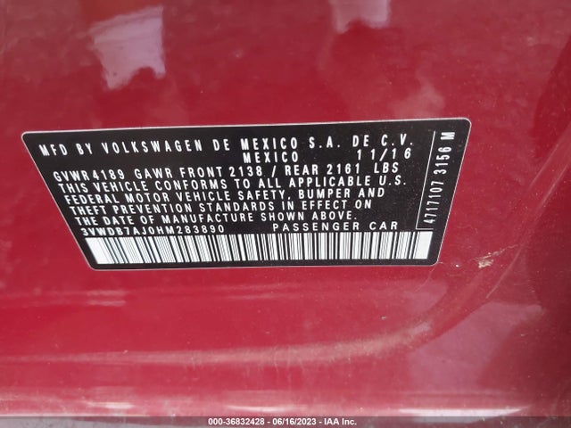 3VWDB7AJ0HM283890 Volkswagen Jetta 1.4t Se