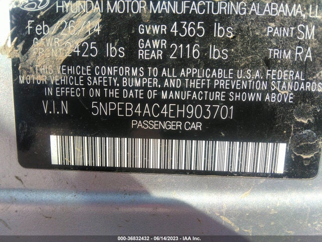 Hyundai SONATA GLS 2014 5NPEB4AC4EH903701 Image 9