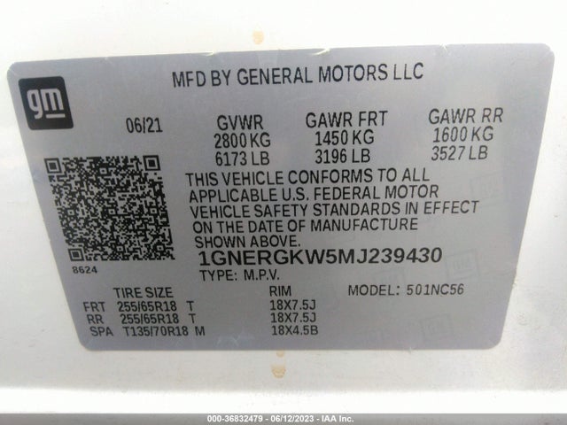 Chevrolet Traverse Lt Cloth 2021 1GNERGKW5MJ239430 Image 15