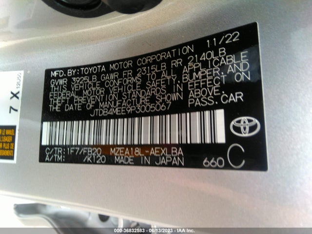 Toyota COROLLA LE 2023 JTDB4MEE9P3005067 Image 9