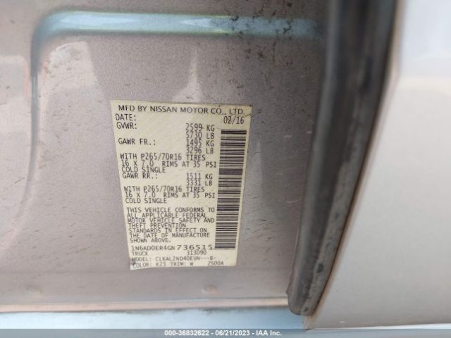 1N6AD0ER4GN736515 Nissan Frontier S/sv/desert Runner/sl