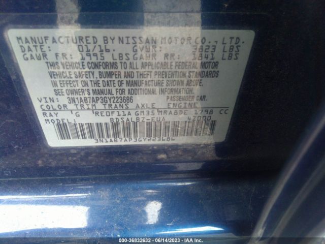 3N1AB7AP3GY223686 Nissan SENTRA S