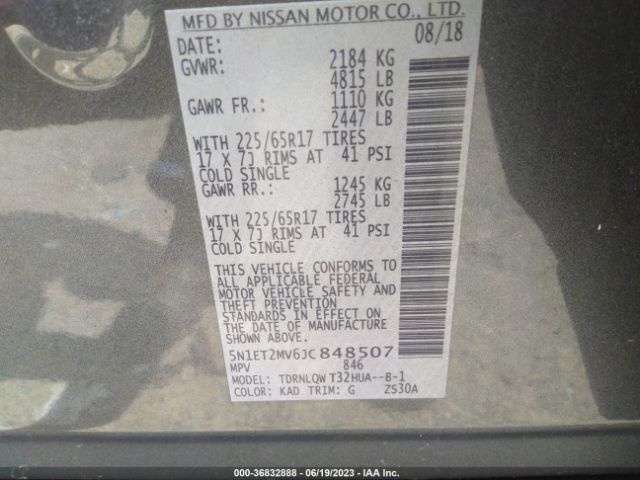 5N1ET2MV6JC848507 Nissan Rogue Sv Hybrid