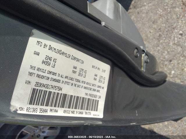 2007 DODGE CHARGER VIN: 2B3KA43G17H757504