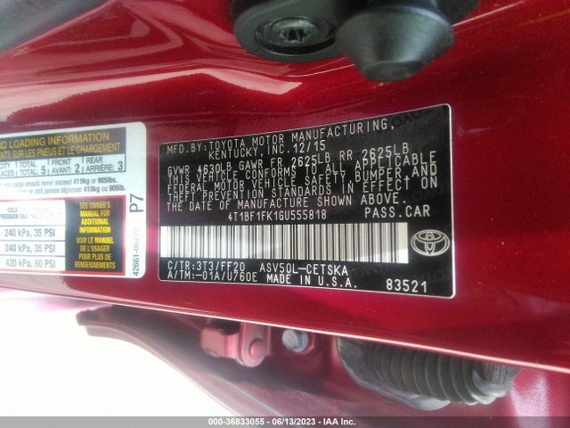 Toyota CAMRY SE 2016 4T1BF1FK1GU555818 Image 9