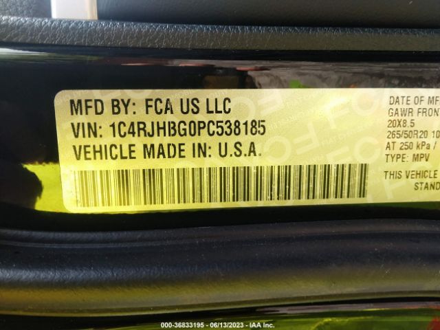 1C4RJHBG0PC538185 Jeep Grand Cherokee Limited