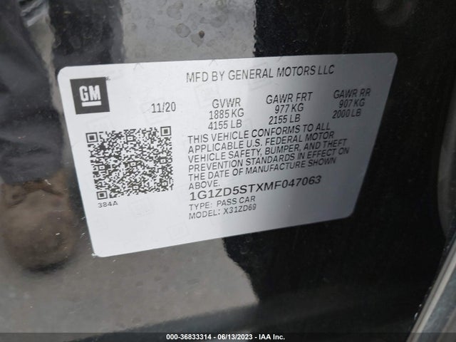 Chevrolet MALIBU LT 2021 1G1ZD5STXMF047063 Image 9