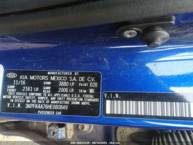 3KPFK4A76HE080849 KIA FORTE LX