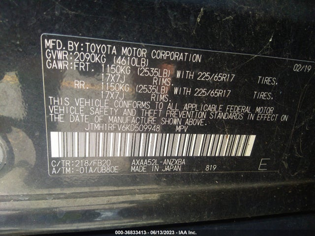 Toyota RAV4 LE 2019 JTMH1RFV6KD509948 Image 15