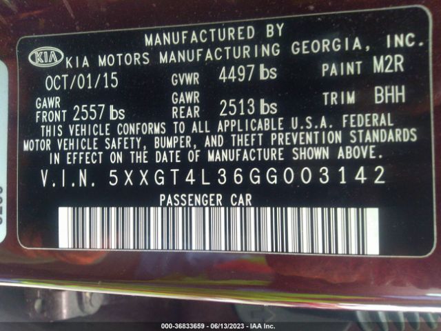 5XXGT4L36GG003142 KIA Optima Lx