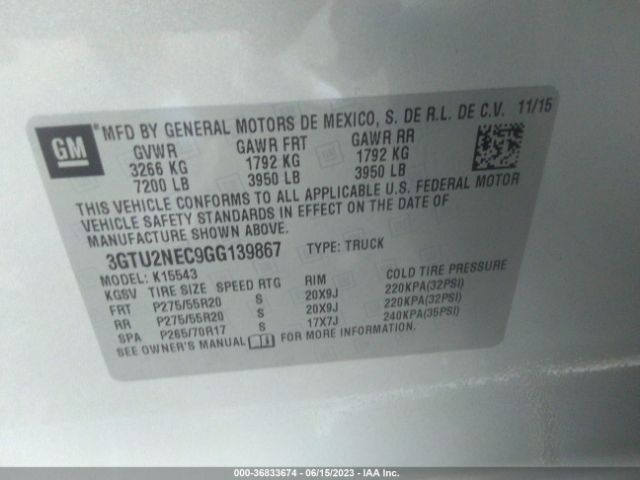 3GTU2NEC9GG139867 GMC Sierra 1500 Slt