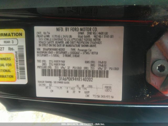 2017 FORD FUSION 3FA6P0K94HR140202 Photo 8