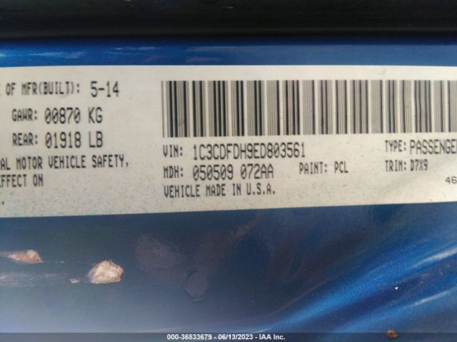 1C3CDFDH9ED803561 Dodge Dart Aero