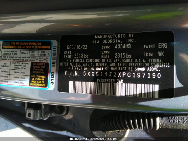 5XXG14J2XPG197190 KIA K5 LXS