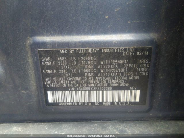 4S4BRBLC8E3302380 Subaru Outback 2.5i Limited