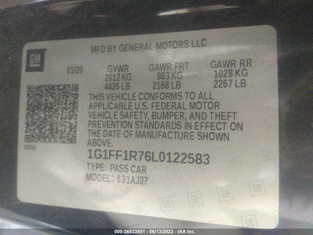 Chevrolet CAMARO LT1 2020 1G1FF1R76L0122583 Image 9
