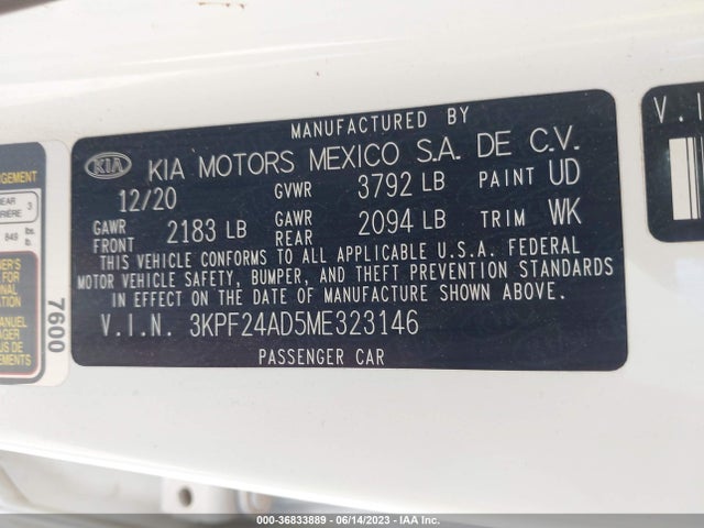 KIA FORTE FE 2021 3KPF24AD5ME323146 Image 9