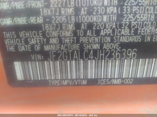 JF2GTALC4JH236396 Subaru Crosstrek Limited
