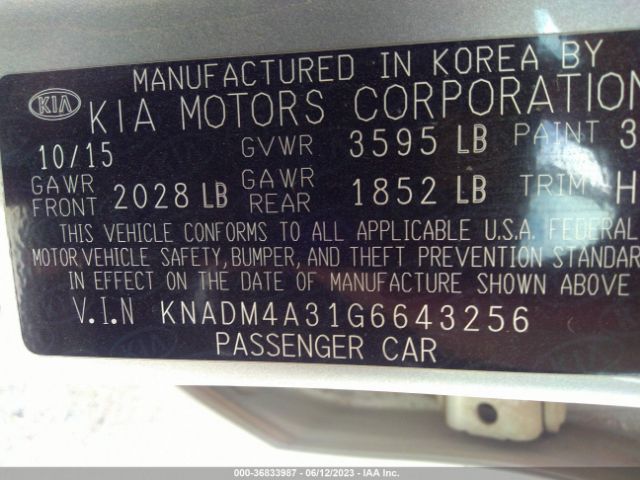 KNADM4A31G6643256 KIA RIO LX
