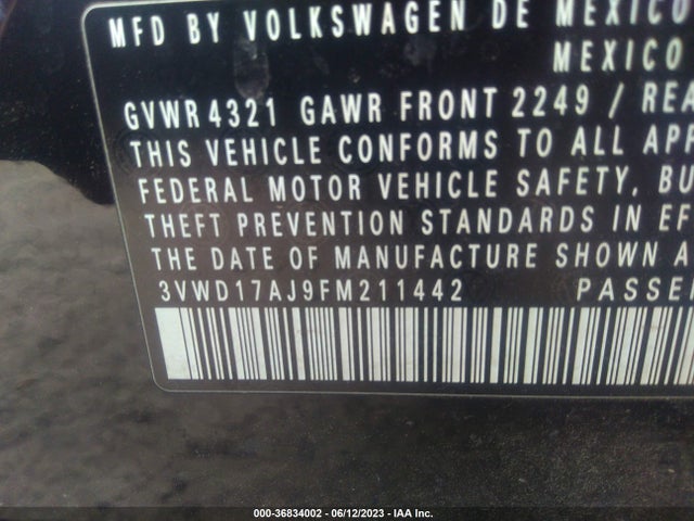 3VWD17AJ9FM211442 Volkswagen Jetta Sedan 1.8t Sport