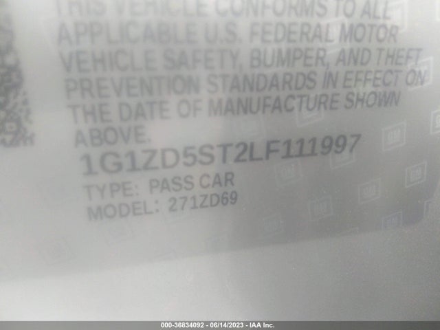 Chevrolet MALIBU LT 2020 1G1ZD5ST2LF111997 Image 9