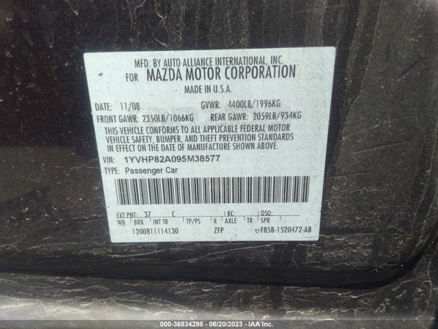 2009 MAZDA MAZDA6 I TOURING VIN: 1YVHP82A095M38577