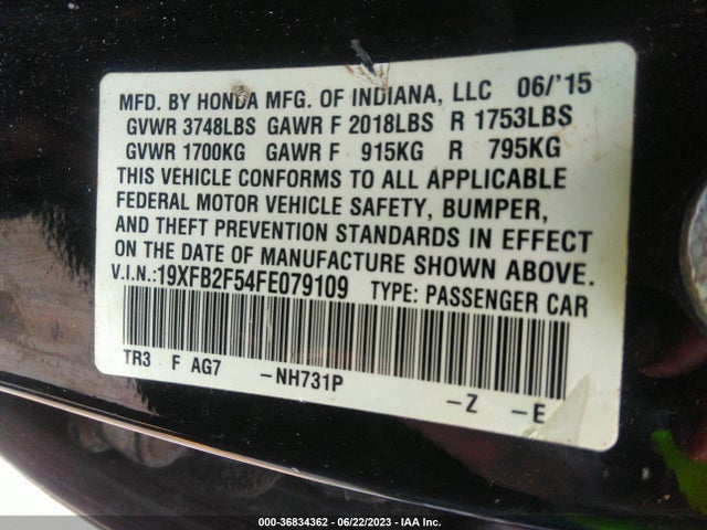 Honda Civic Sedan Lx 2015 19XFB2F54FE079109 Image 9
