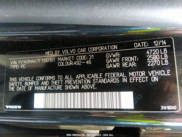 YV140MAK7F1190191 Volvo S80 T5 Drive-e
