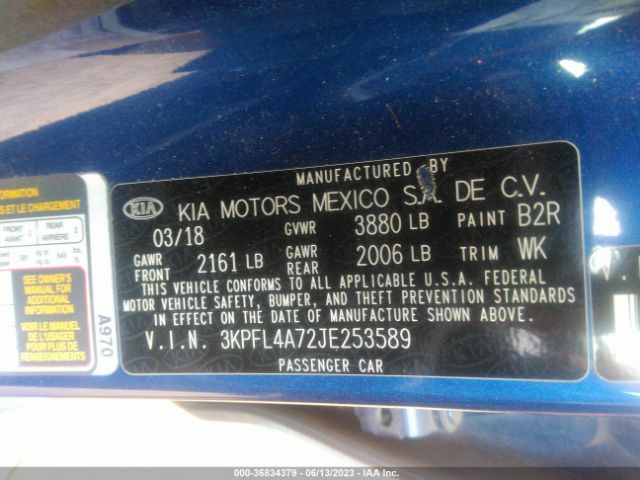 3KPFL4A72JE253589 KIA FORTE LX