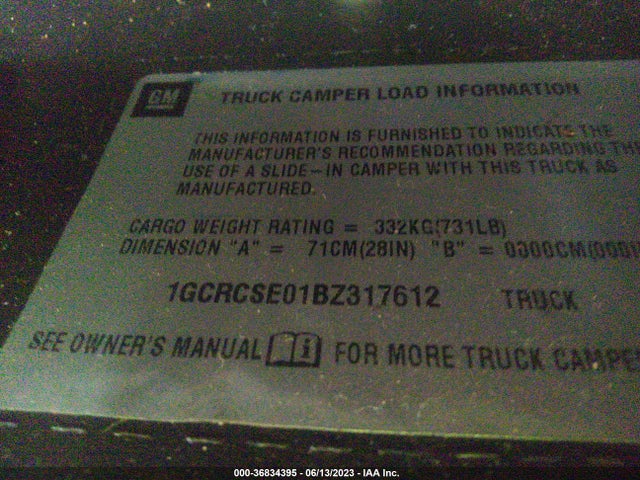 2011 CHEVROLET SILVERADO 1500 LT VIN: 1GCRCSE01BZ317612