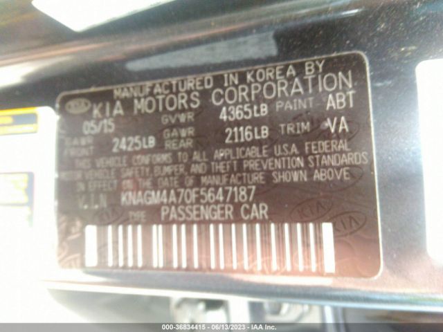 KNAGM4A70F5647187 KIA Optima Lx
