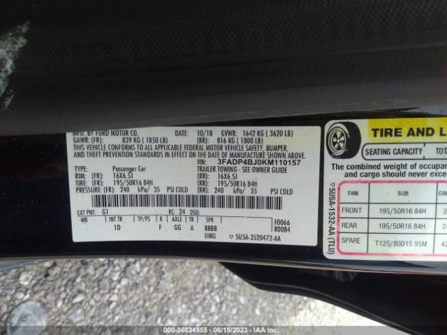 3FADP4BJ0KM110157 Ford FIESTA SE