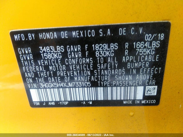 Honda FIT LX 2018 3HGGK5H4XJM733105 Image 9
